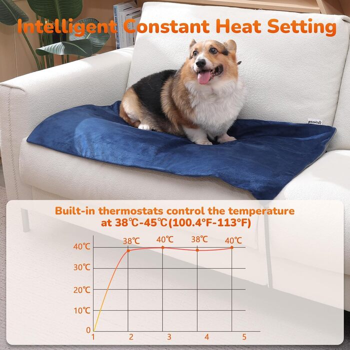 Електричний килимок для тварин Pecute, 40x50 см - зі стабільною температурою, для собак та котів