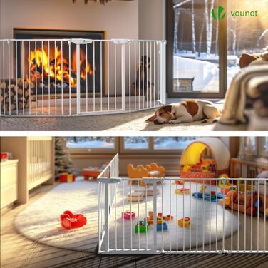 Захист каміну Vounot: сітка металева, 5 елементів, з безпечними дверима, складна, захист від тварин та дітей, чорна, 300x75 см (375 см у складеному стані)