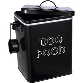 Контейнер для корму для собак, 5л, з кришкою та мірною ложкою, герметичний, білий, для сухого корму, снеків, для дому (441-Dog-Black)