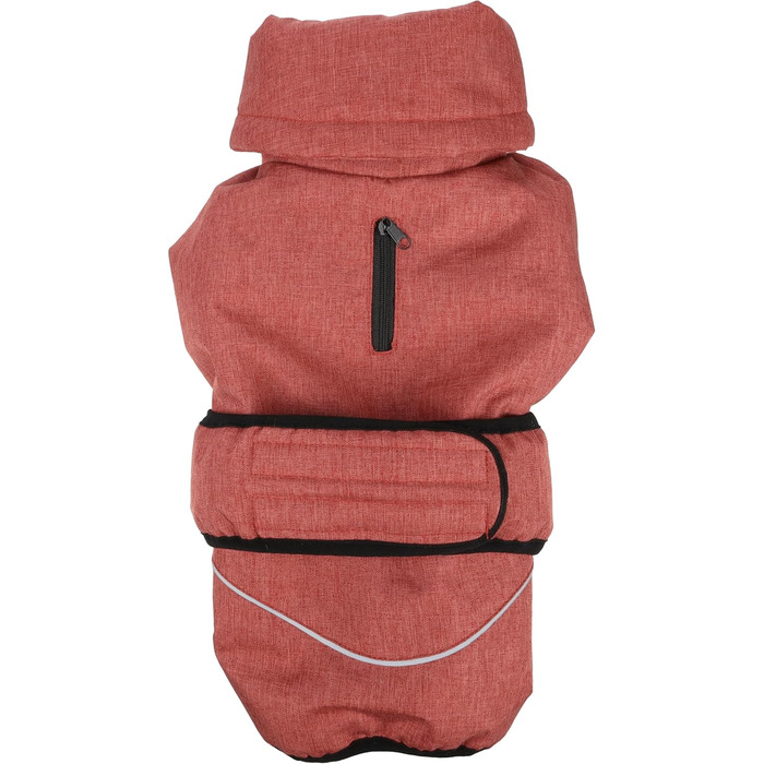 Нашийник для собак Flamingo Hundemante Winter – Igu, 50 см, теплий та модний, поліестер, водовідштовхувальний, ізотермічна внутрішня підкладка, світловідбиваючий, захист грудей та живота, отвір для повідка (Червоний, XS)