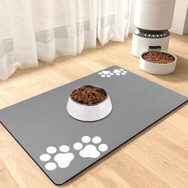Підкладка під миску для собак та котів, неслизька, сіра, 40x60 см. Швидковисихаюча, легко миється. Підходить для собак та котів.