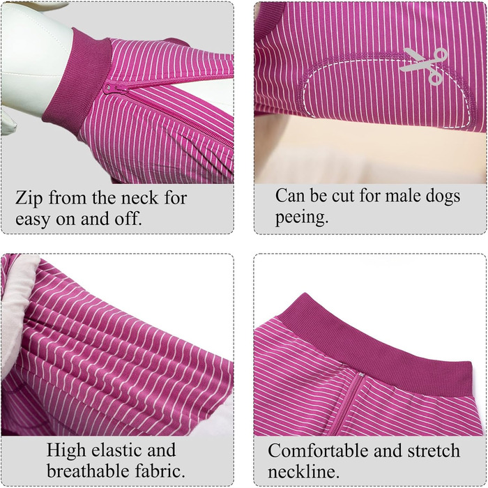 Операційний боді для собак після операції: захист від лизання, для кастрації, для кобелів та сук, медичний боді, захист рани, розмір S, колір фуксія