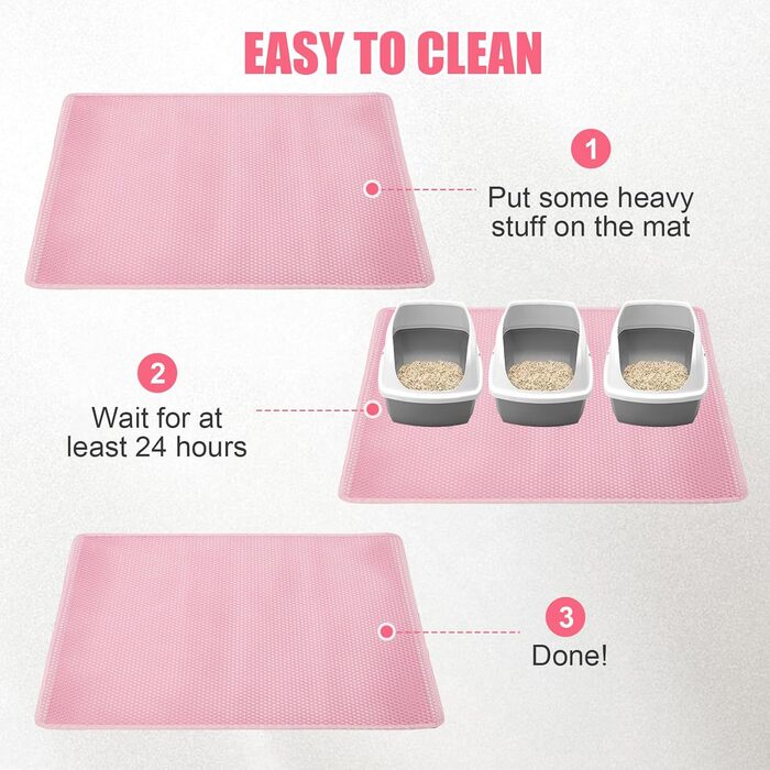 Килимок для котячого туалету TidyNuts, рожевий, XL (114,3 x 81,3 см), двошаровий, EVA, водонепроникний, контролює розсипання наповнювача