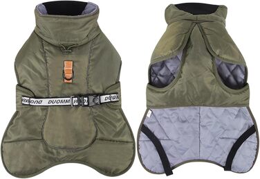 Зимовий одяг для собак FeimaX: теплий, вітронепроникний зимовий одяг для середніх та великих собак. Відображаючий, регульований жилет для тварин з кільцем D (зелений, 6XL)