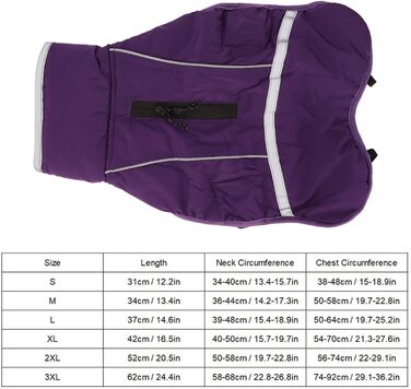 Зимова тепла куртка для собак з світловідбиваючими елементами, регульована, з коміром-стійкою, для маленьких, середніх та великих собак (Чіхуахуа, Доберман), колір: фіолетовий, розмір: XL