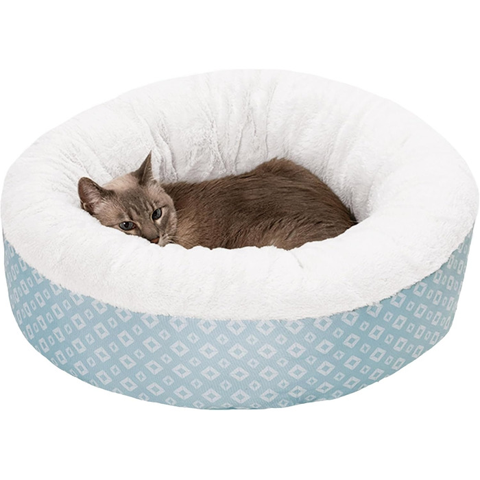 Ляжка для собак Furhaven з піною з пам'яті, для великих собак, знімний водостійкий чохол, до 81,6 кг, ультра м'яка штучна овчина та люкс велюр, контурна матрацна поверхня, XXL (Donut Bed, 58x58x23 см, Aqua)