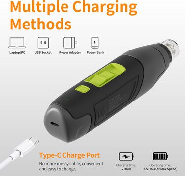 Електричний точило для собачих кігтів Toozey Krallenschleifer: 3 швидкості, LED-підсвітка, для середніх та великих собак (жовтий)