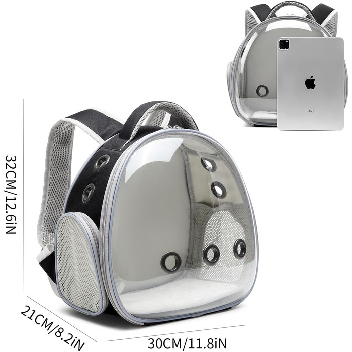 Рюкзак для перенесення домашніх тварин Ioview: для хом'яків, морських свинок, птахів, котів, кроликів, черепах, їжаків. Чорний, дихаючий