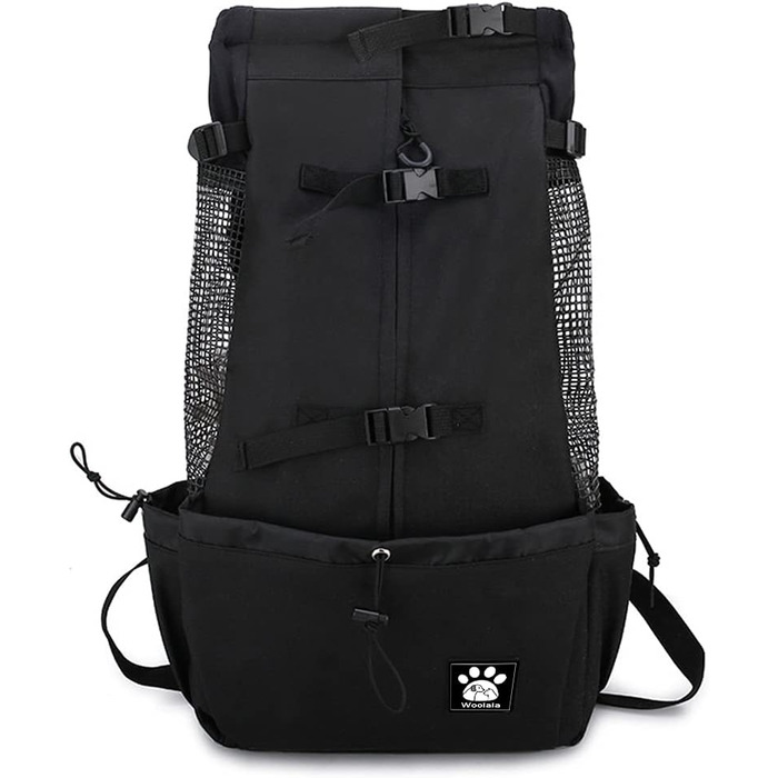 Рюкзак-переноска для собак 1-25 кг з шнурком, дихаючий рюкзак для домашніх тварин, зручний для щоденних прогулянок та відпочинку на природі (Чорний, M)