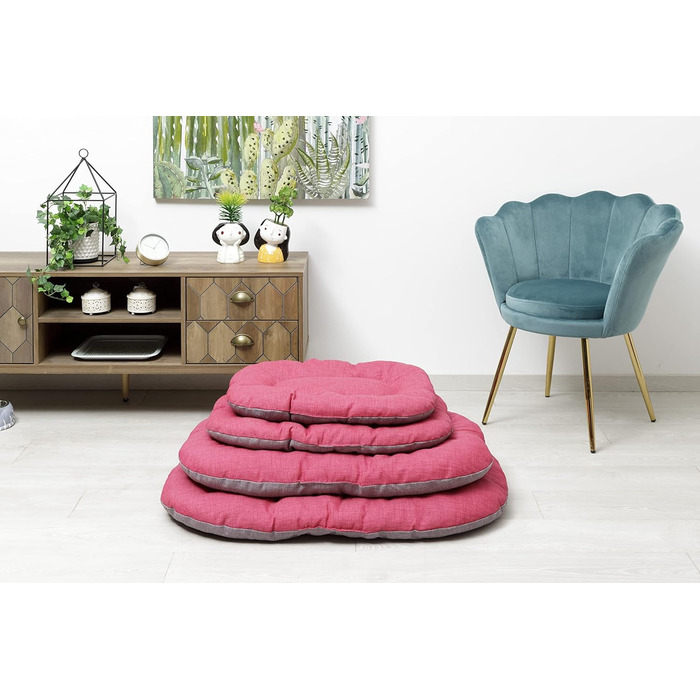 М'яке ліжко для собак та котів Baroni Hoe, 47x70x8 см - Doubleface (червоні та білі сердечка, L)