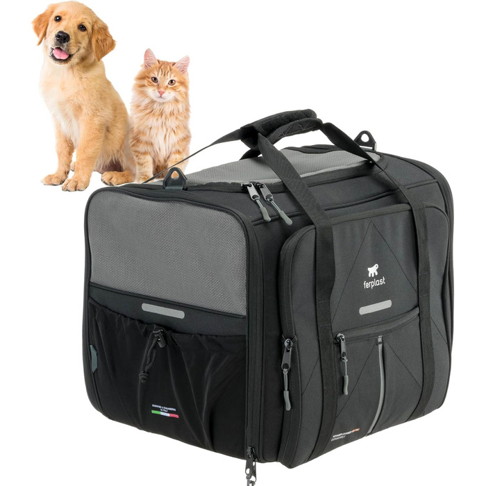 Переноска для собак та котів Ferplast Voyager M, чорна, 50x35x37 см, до 15 кг