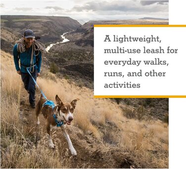 Повідок для собак Ruffwear Flagline 2-в-1, легкий і міцний, для бігу, на руку чи талію, із сумкою для зберігання та Crux-Clip, зелений, універсальний розмір