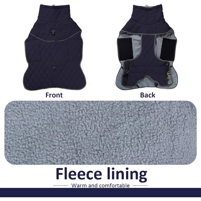 Водонепроникна тепла куртка для собак SilverChry, зручний нашийник, відбивачі, флісова підкладка, для великих собак, тепла та комфортна в холодну погоду, для дому та на вулицю