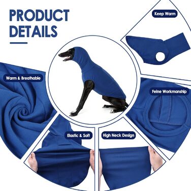 Светр для собак великих порід, теплий флісовий светр для собак, зимовий светр з високим коміром, Haustiere (XXXL, блакитний)