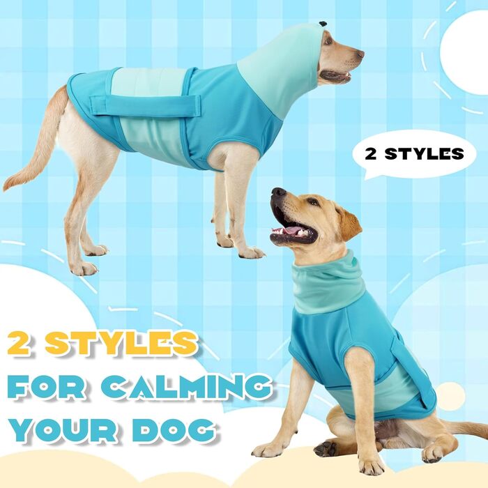 Подовжувач тривожності для собак Hoodie, теплий одяг для собак проти страху феєрверків, жилет для маленьких собак, антистресовий одяг з високим коміром, захист вух для собак, синій (XS)