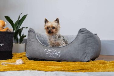 TrendPet VitaBed Style - Ортопедичне ліжко для собак, штучна шкіра, м'яка внутрішня частина (60x50 см, сірий)