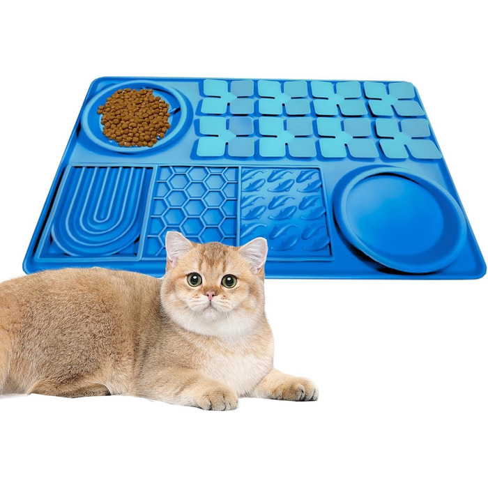 Килимок для повільного годування собак, антистрес, блакитний