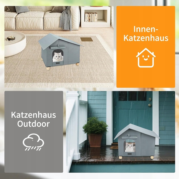 Складаємий водонепроникний будинок для котів на вулицю з м'яким килимком