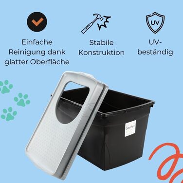 2x закрита котяча туалетна коробка з верхнім входом XXL, чорна, подвійний комплект, Hop In, для великих котів