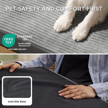 Крісло-лежанка для собак середніх порід BEDSURE - м'яке ліжко з антиковзною основою та знімним чохлом, сірого кольору, 89x56x7 см