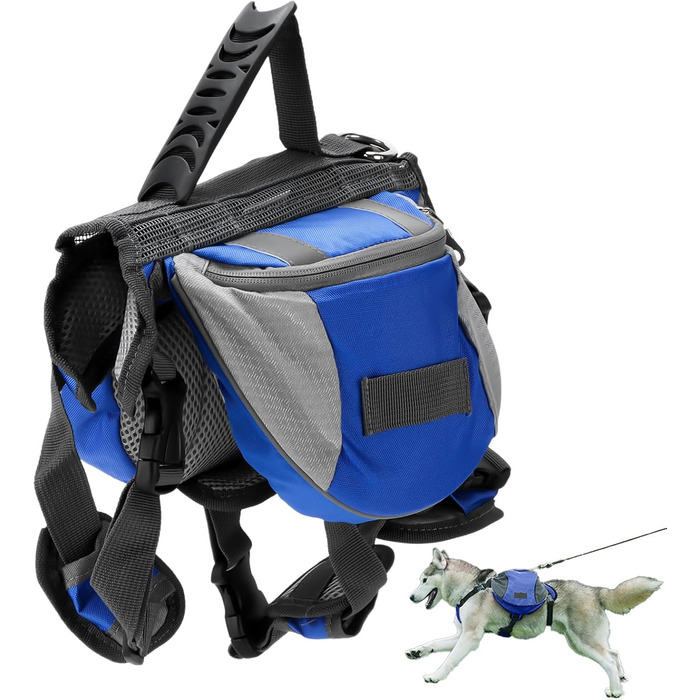 Рюкзак для собак Cyrank, набір посуду, жилет для собак, сумка для спорядження, рюкзак для собак, сумка для подорожей з відбиваючими смугами, жилет для собак Cyrank для великих собак (M)