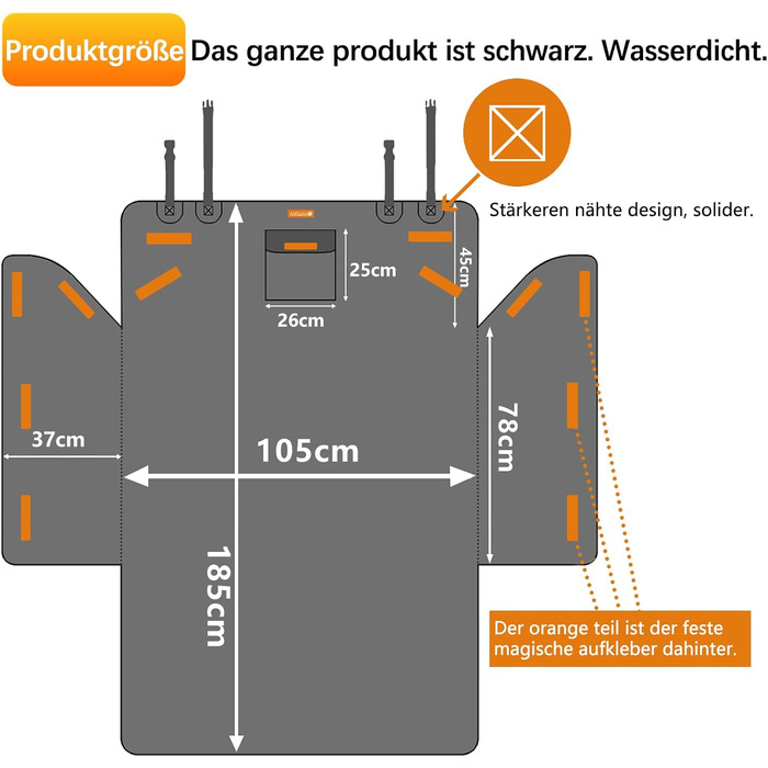 Захисна килимок у багажник для собак Lydonberg, універсальний, неслизький, водонепроникний, для заднього сидіння, міцний, можна прати, для подорожей в авто, вантажівці, SUV (чорний)