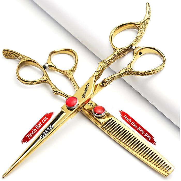 Професійні ножиці для перукарів 7 дюймів з візерунком троянд, перукарські інструменти, набір японських ножиць з нержавіючої сталі
