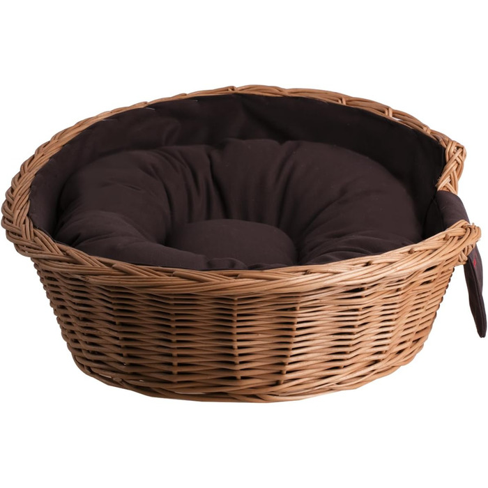 Корзина для собак та котів з плетеної лози з подушкою, 60x43x16 см