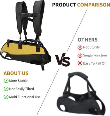 Шлейка-рюкзак для собак PETCUTE, для великих собак, з ручкою, регульована, для собак з артритом та проблемами з суглобами, 7.5-15 кг (S, чорний+жовтий)