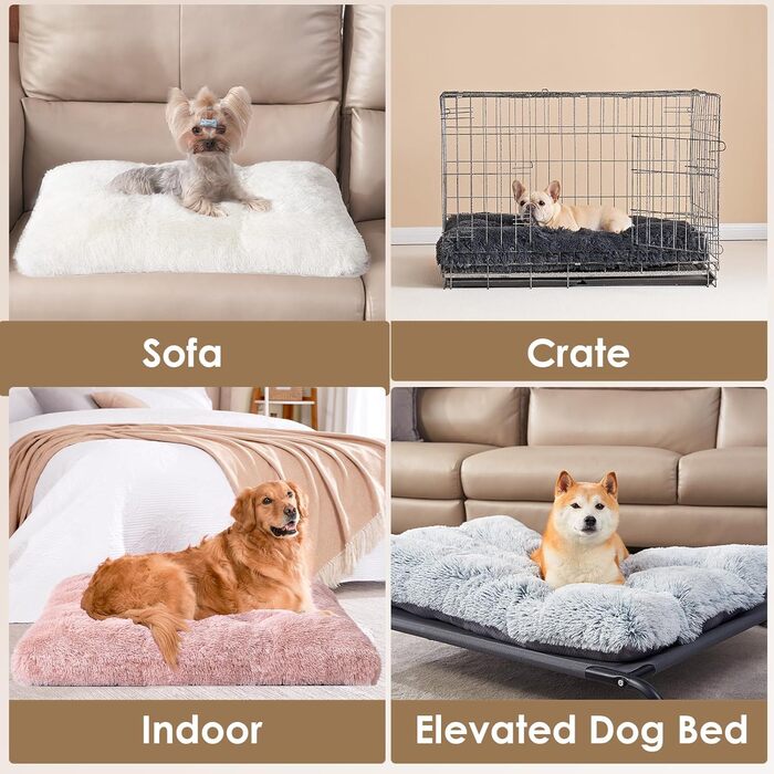 М'яке ліжко для собак EHEYCIGA, великі породи XXL, 120x90 см, рожеве, знімний чохол, неслизьке, з довгим плюшем