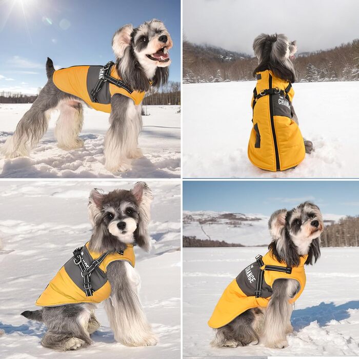 Жовта тепла куртка для собак, розмір XXL, без шлейки, для середніх собак