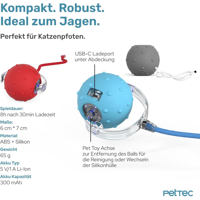 Автоматична іграшка для котів PetTec® з лазерним вказівником та м'ячиком (2 шт.) - інтерактивна іграшка для котів, 24/7 зайнятість