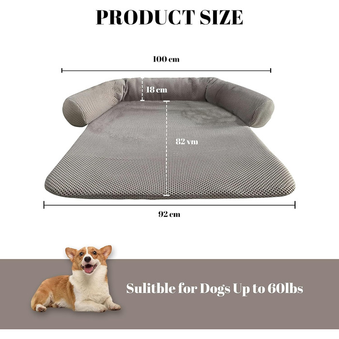 Килимок для собак Johnear: м'яке ліжко-подушка для захисту дивану, великий, середній, маленький, 110x105x15 см, бежевий