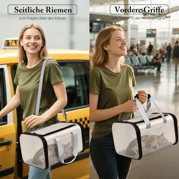 Транспортна переноска для котів та цуценят HEVOL до 10 кг, дихаюча сітка, легка, складна переноска для тварин, підходить для ветеринара, авто, літака