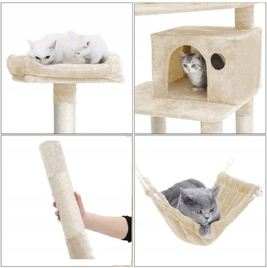 Високий когтеточка-комплекс для котів: лежанка та стовпчик для дряпання, вежа Drapaczek 161 - 220 см