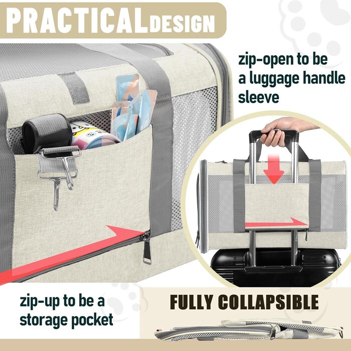 Транспортна сумка GAPZER для собак та котів, Softshell, для чихуахуа, мейн-куна, до 11,3 кг, коричнева (бежева)