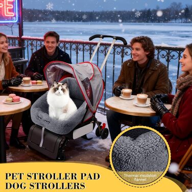 Захисний чохол для візка для собак - водонепроникний, з подушкою | Магнітна підкладка для транспортування, прогулянок, пляжу, ветеринара, сірий