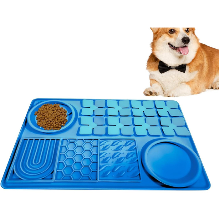 Килимок для повільного годування собак, антистрес, блакитний