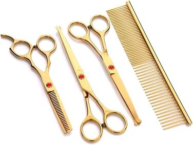 Професійна ножиця для собак, вигнута ножиця для стрижки шерсті, набір ножиць з нержавіючої сталі, спеціально для догляду за шерстю тварин (золота)