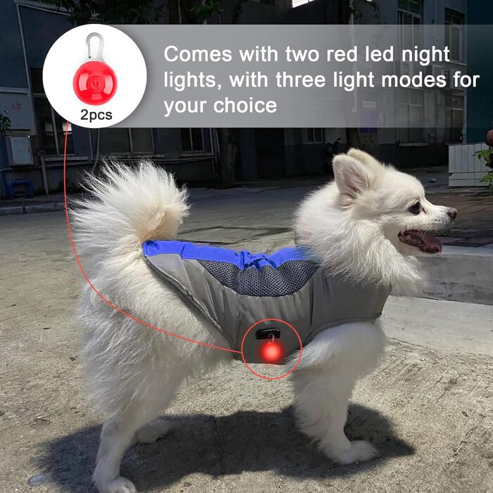 Підкладкова регульована куртка для собак, обігріваюча жилетка для собак з LED-підсвічуванням, зручна та вітронепроникна куртка для маленьких та середніх собак (XL, Синій та Сірий) XL Синій та Сірий