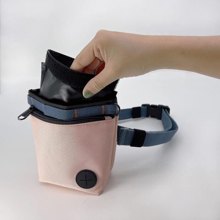 Сумка для ласощів для собак з клікером для дресирування, набір для дресирування собак, магнітна застібка, навчання без рук (Рожевий)