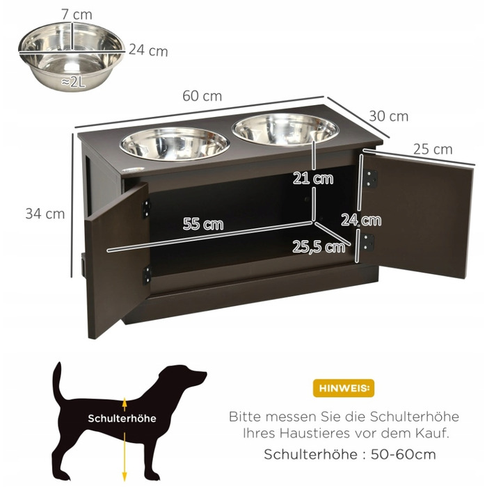 Підвищена стійка-тумба для собак з двома мисками для годування