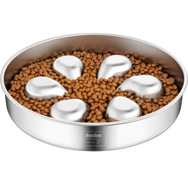 Миска для собак Slow Feeder з нержавіючої сталі 304, 3 чаші, лабіринтова миска для уповільнення годування, антиковзаюча підставка XL (3.5-4 чашки)