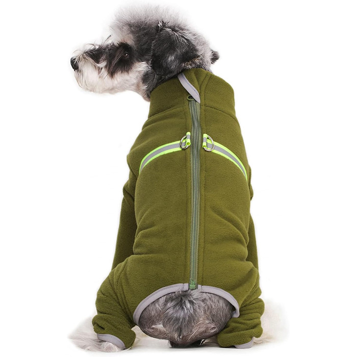 Зимовий одяг для маленьких собак: теплий зимовий пуховик, м'який фліс з світловідбиваючим блискавкою, комбінезон для цуценят, піжама для домашніх тварин, костюм, одяг (оливковий, розмір M)