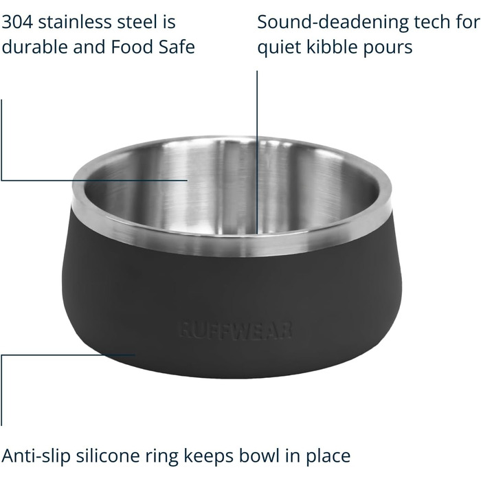 Миска для собак Ruffwear Basecamp Napf з нержавіючої сталі, легка та портативна, для ласощів, корму та води, з неслизьким дном, придатна для миття в посудомийній машині, витримує витікання, сірий колір