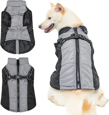 Зимовий теплий одяг для собак: чорний зимовий теплий одяг для собак середніх та великих порід, чорний колір, розмір L