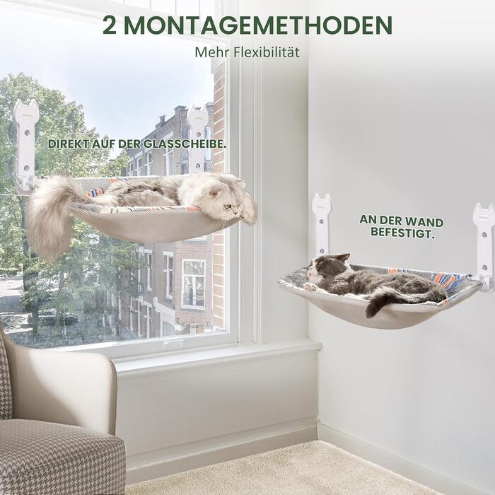 Кішка ліжко на вікно HiPetpy, світлодіодна двостороння матрац, складана та бездротова, міцні присоски до 20 кг, зручний поглиблений дизайн, 360° огляд, підвісна ліжко для котів, віконце-ліжко (Сірий, 1 шт.)