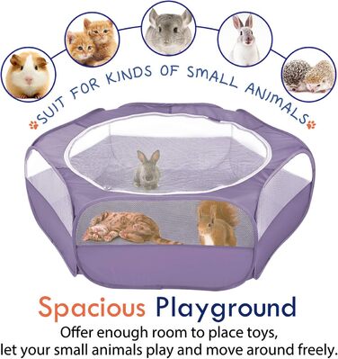 Pawaboo Freigehege для дрібних тварин: водяний, складаний, для кроликів, котів, собак, хом'яків - фіолетовий