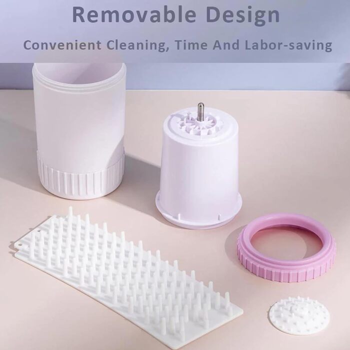 Портативний очищувач лап для собак з рушником, рожевий. Видаляє бруд та сміття з лап. Знімні силіконові вставки.