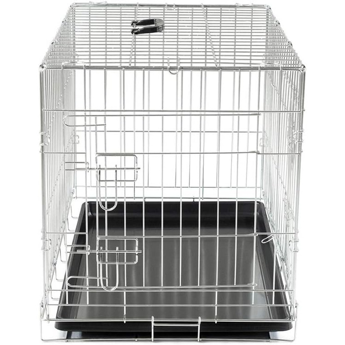 Складана металева клітка для транспортування Vadigran Classic, 76x48x55 см, срібляста, розмір L